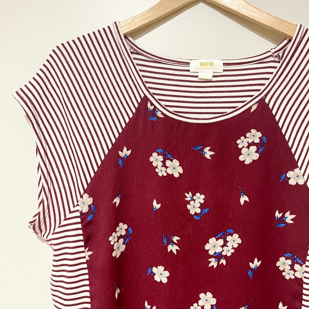 Maeve Anthropolgie Striped Floral Top